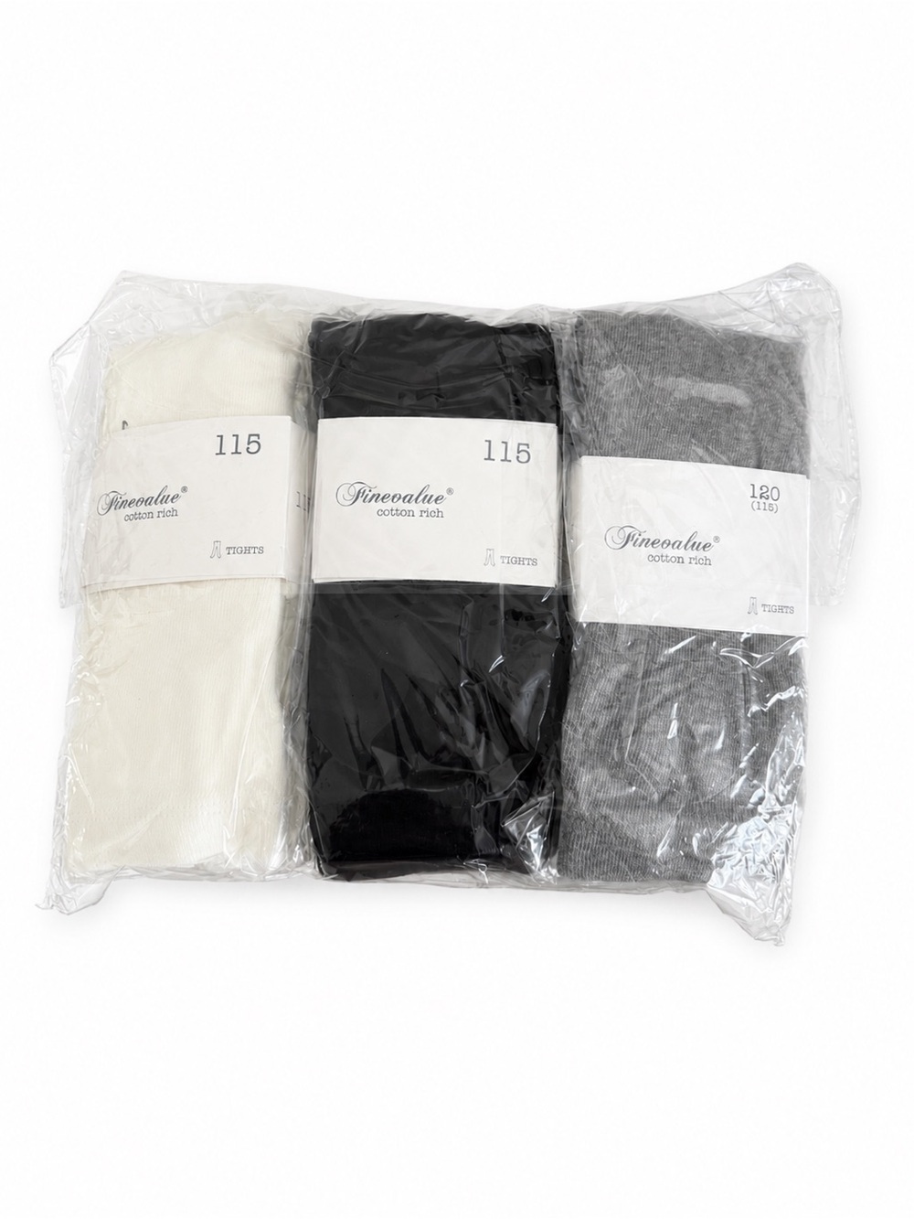 Unisex Children Cotton Rich Tights 5-Pack — 3 White, 1 Black, 1 Gray